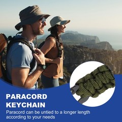 2Pcs Paracord Keychains, Paracord Keychain with USA Flag, Olive Green