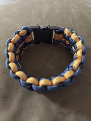 Paracord Survival Bracelet ( Medium Size ) Blue/Gold , 550 7 Strand Metal Buckle