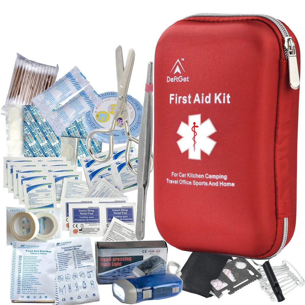 deftget 163 Pieces First Aid Kit Waterproof IFAK Molle System Ligth Red