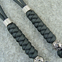2 Pack Handmade 550 Paracord Knife Lanyard With Steel Beads / Knife Pendant