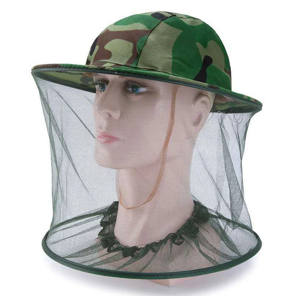 Anti Insect Mesh Fishing Caps Mosquito Head Net Camouflage Bee Veil Hat Outdoor