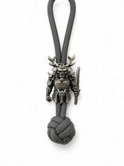 Skeleton Samurai Lanyard Bead White Brass EDC Paracord Knife Charm Pendant