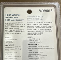 Utilitech Electric Hand Warmer Power Bank 5000mAh 3 Heat Settings Black 4969018