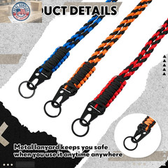 3 Pieces Heavy Duty Paracord Lanyard Braided Keychains | Keychain Lanyard with C
