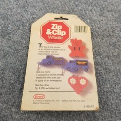 Vintage Zip & Clip Whistle Red Flowers Straco Child Safety Alert 80s 90s