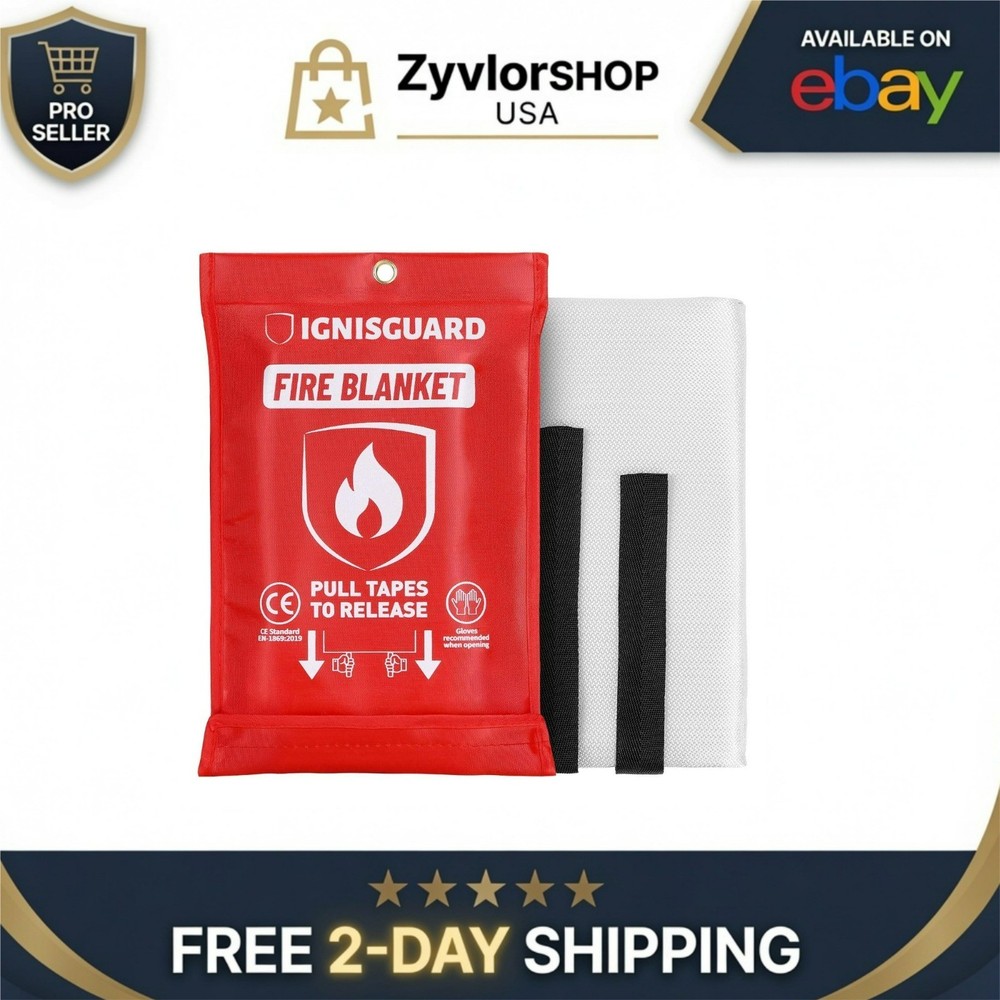 IGNISGUARD Emergency Fire Blanket 40″x40″ for Home & Kitchen Safety