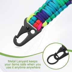 Paracord Lanyard, 550 Heavy Duty Keychain Necklace Lanyard (2 Pack, Colorful)