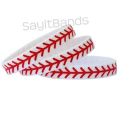 Set of BASEBALL Thread Silicone Wristbands – Wholesale Wrist Band Bracelet Lot