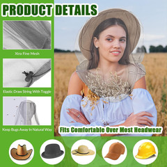 8 Pcs Mosquito Head Net Mesh Bug Net for Head Face Fly Netting Hood 18 x 18 I…