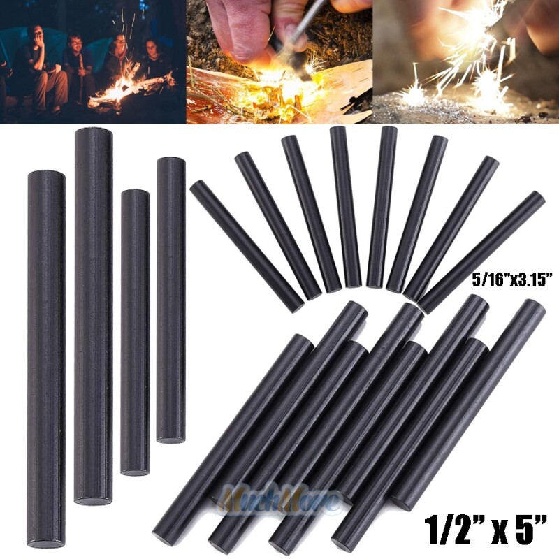 10X Huge 1/2x5» & 5/16×3.15″ Ferrocerium Ferro Magnesium Rod Flint Fire Starter