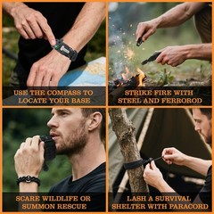Adjustable Paracord Bracelet Compass Survival Tool