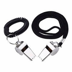 2-Pack Metal Referee Whistles w/ Lanyards Loud Coach Football Soccer Emergency