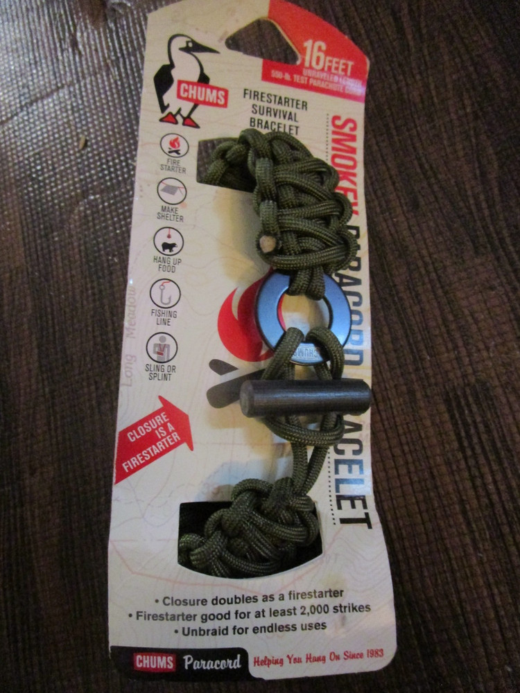Chums Firestarter Survival Smokey Paracord Bracelet 16 Feet
