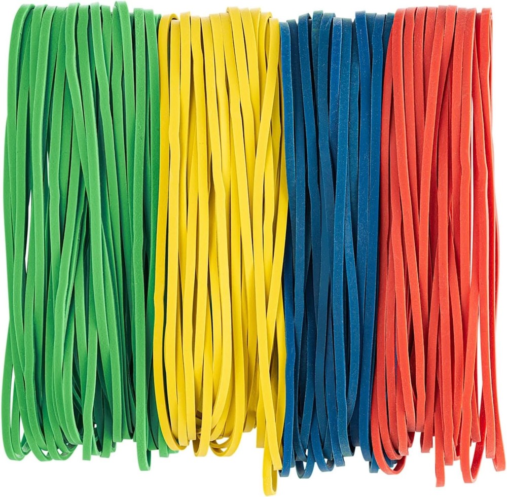 Large Rubber Bands Heavy Duty, 1/2 LB, 7×1/8 inches, 120 Count, Multicolor