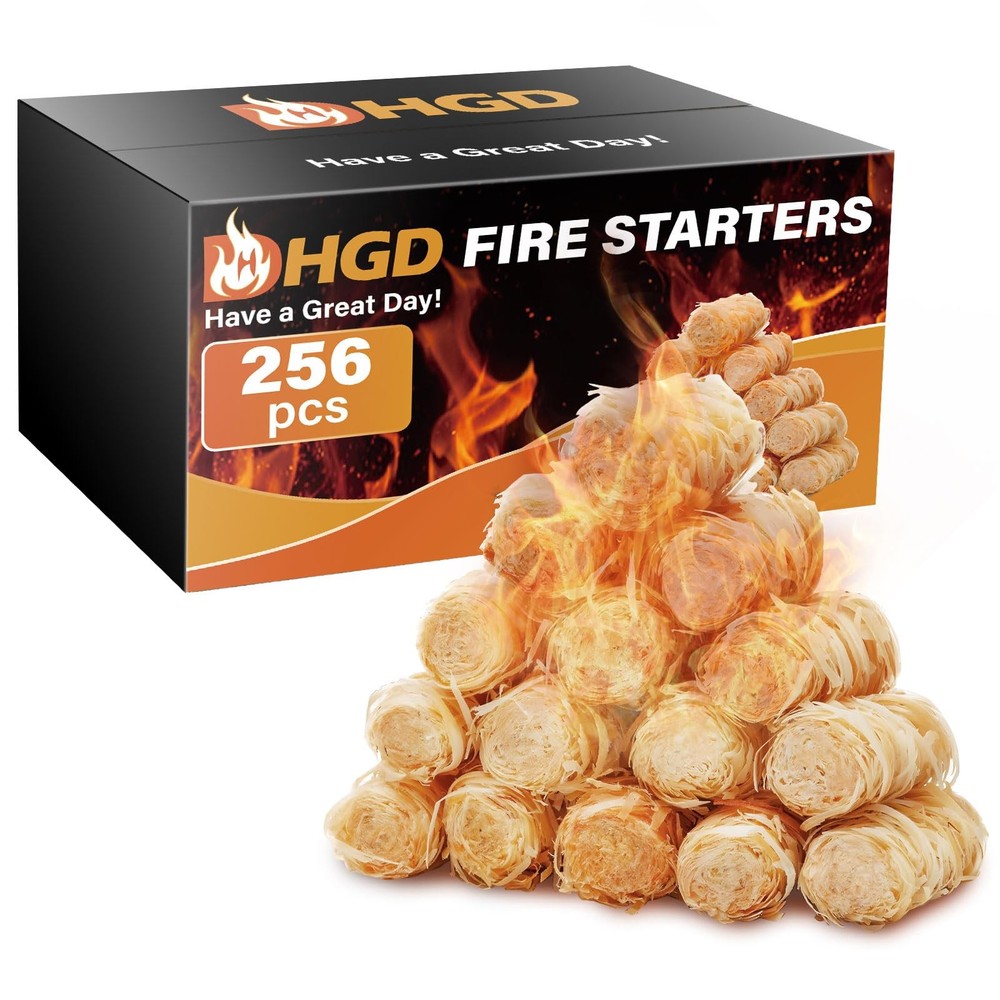 HGD Natural Fire Starters 256 Pcs Waterproof & Odorless Charcoal Starters fo…