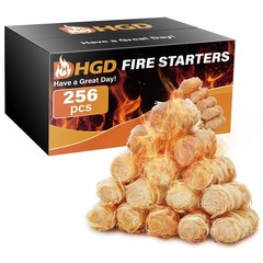 HGD Natural Fire Starters 256 Pcs Waterproof & Odorless Charcoal Starters fo…