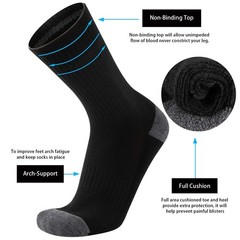 COOVAN 8 Pairs Mens Athletic Crew Socks Moisture Wicking Medium-Large, Black