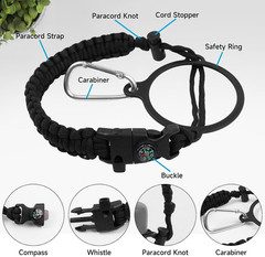 Water Bottle Handle Strap Paracord Carrier Carabiner Wide Mouth Hiking Camping