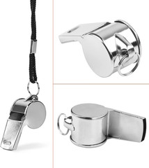 Whistle, 24 PCS Professional Stainless-Steel Whistles with Lanyards in Bulk, Ver