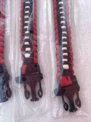 Paracord Survival Bracelet Set Lot Of 5 Red & Black