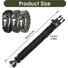 3x Paracord Bracelet Waterproof Outdoor Adjustable Survival emergency Knife Kit