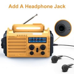 Weather Radio, 5000mAh/18500mWh NOAA Weather Radio, Solar Hand Crank Yellow