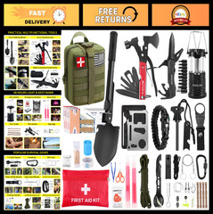 Survival Kit & First Aid Kit – 160 Pcs Emergency Supplies for Camping, Hiking, O