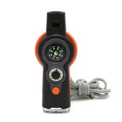 SURVIVAL WHISTLE/COMPASS/THERMOMETER/LIGHT/MAGNIFIER/MIRROR/STORAGE 7-IN-1