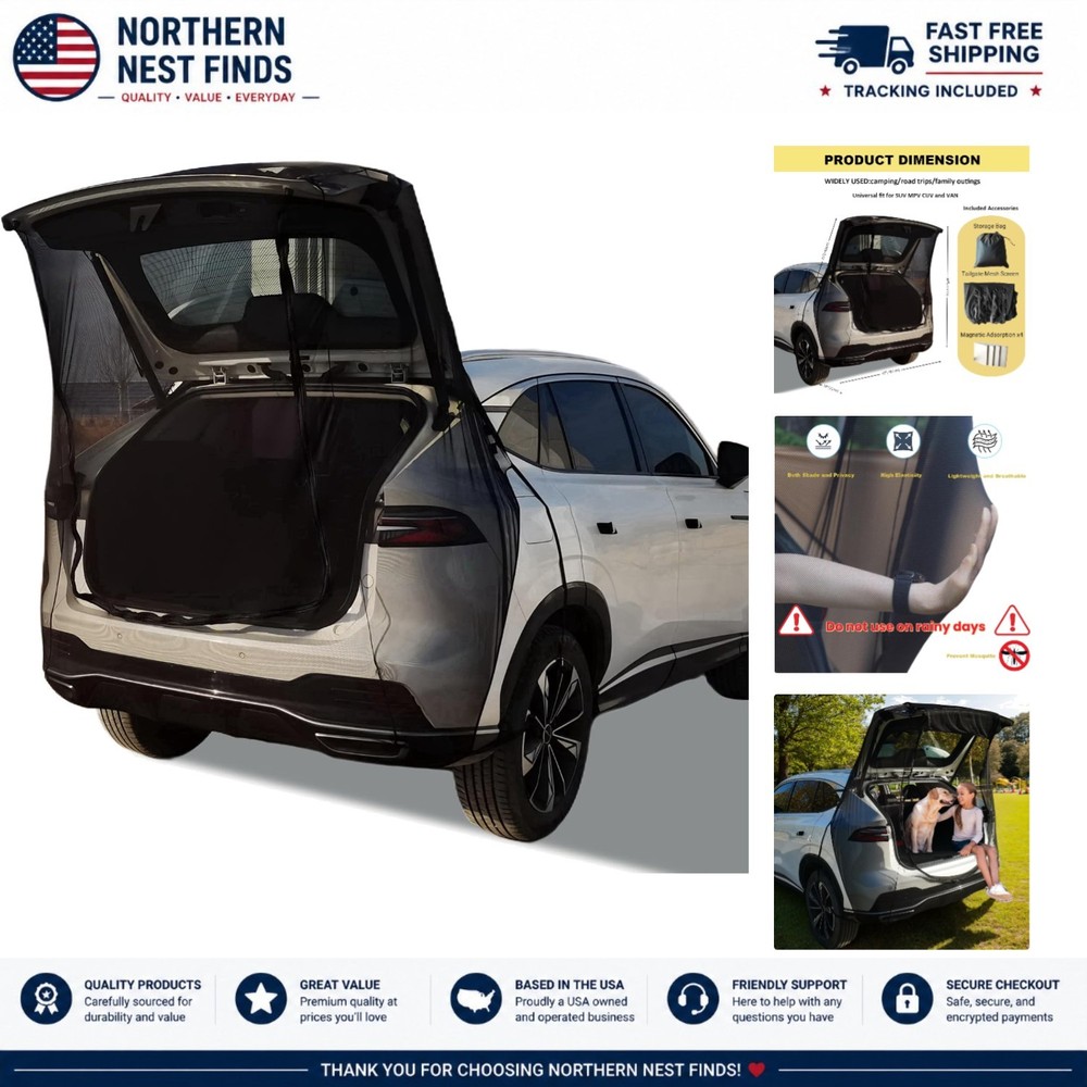 SUV Tailgate Mesh Screen – Enhance Ventilation & Mosquito Protection for Camping