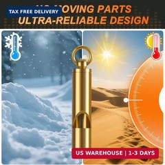 Brass Emergency Whistles 2 Pack with Tangle-Free Lanyard – Pealess Safety Whistl