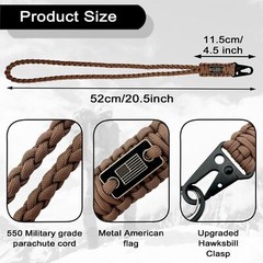 2 Pack Heavy Duty Braided Paracord Lanyard for ID Badges with USA Flag