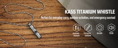 KeyUnity Titanium Emergency Whistle with Metal Lanyard, 120dB+, One-Piece