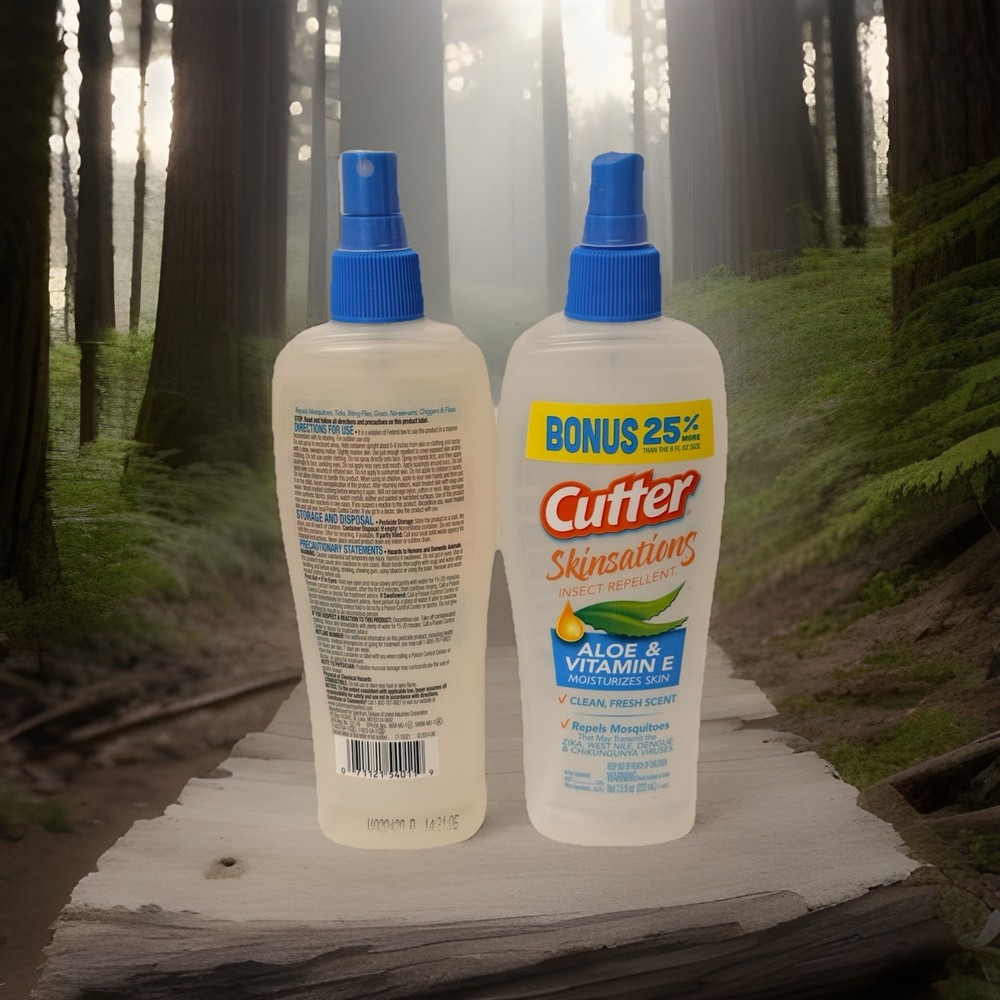 2 Cutter Skinsations Mosquito Insect Repellent Pump Spray Aloe Vitamin E 7.5 oz