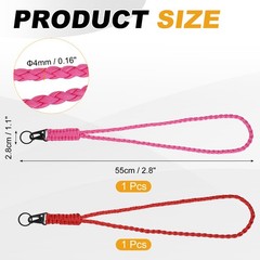 2Pcs Heavy Duty Braided Paracord Lanyard, Pink/Red
