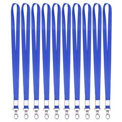 10Pcs 16.9″ Polyester Flat Lanyard with Lobster Clasp for Wallet, Blue