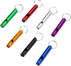 Pack of 8 Extra Loud Emergency Whistle Keychain Camping Survival Whistle, Alumin