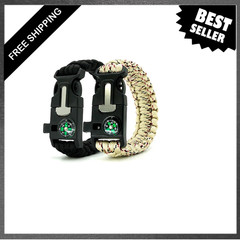 Survival Bracelet Five Functions Fire Starter Compass Whistle Rope Cutter