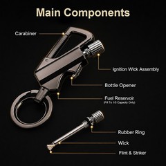 Permanent Match Infinity Lighter w/ Multitool Keychain 2 in 1 Lighter Pipe Metal