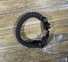 A2S Survival Paracord Bracelet with Emergency Whistle Black