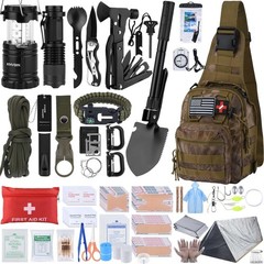 Survival Kit, 250pcs Tools Tactical Gear and Trauma Bag, Camo