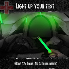Emergency 10 Ultra Bright Green Glow Sticks – Individual Packed with Lanyard – f
