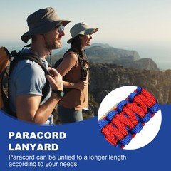 Paracord Lanyard, Strong Lanyard with USA Flag, Red and Blue