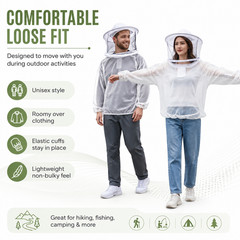 Mosquito Bug Net Hooded Jacket Full Body Mesh Insect Protection Camping Hiking