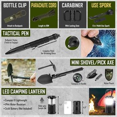 Emergency Survival Gear 268 Pcs with Axe, Headlamp & First Aid – Gift-Ready Pack