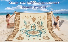 Beach Blanket Waterproof Sandproof Beach Mat 79″ X 83″/10’x9’for 2-8 Adults