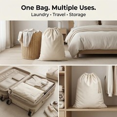Urban Villa Extra Large Canvas Laundry Bag 28×36 Inches, 100% 1 Pack, Natural