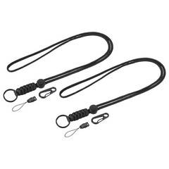 2Pcs Paracord Lanyards,Keychain Cord Metal Clasp Hooks Ring Straps(Black,20″)