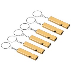 Survival Whistle, 6Pcs Loud Sound Aluminum Outdoor Safety Whistle, Golden