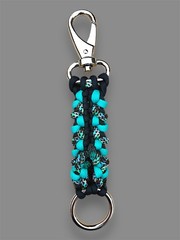 Paracord Belt Loop Keychain Teal and Camo on Silver Swivel Snap Hook