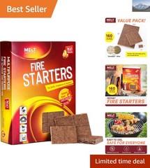 Easy-to-Use Fire Starter Squares – 160 Count Kit, Ideal for Campfires and Grills